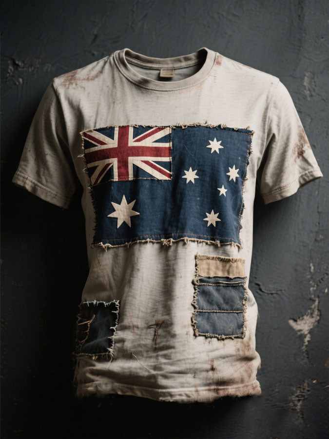 Men's AU Flag Art Printed T-shirt