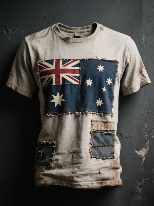 Men's AU Flag Art Printed T-shirt