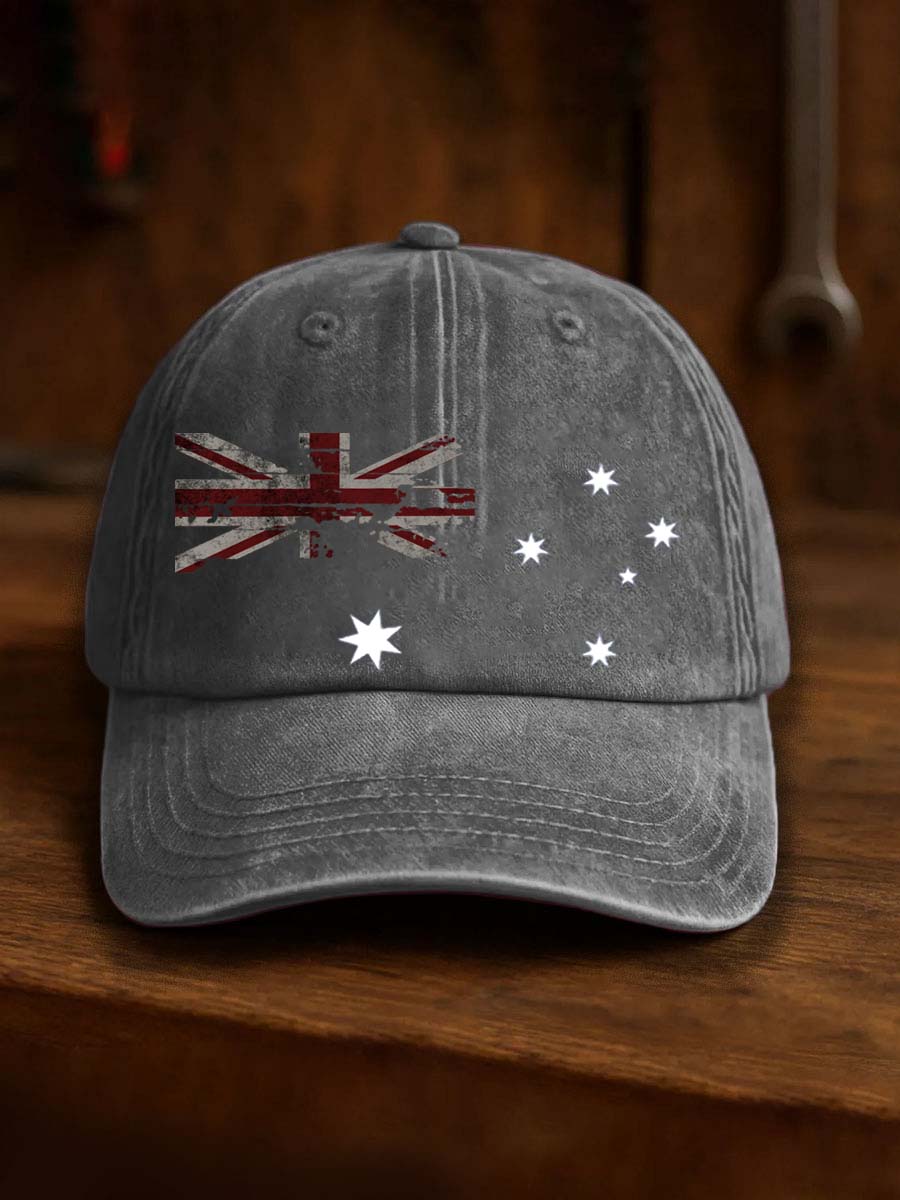 Vintage Australian Flag Badge Casual Print Hats