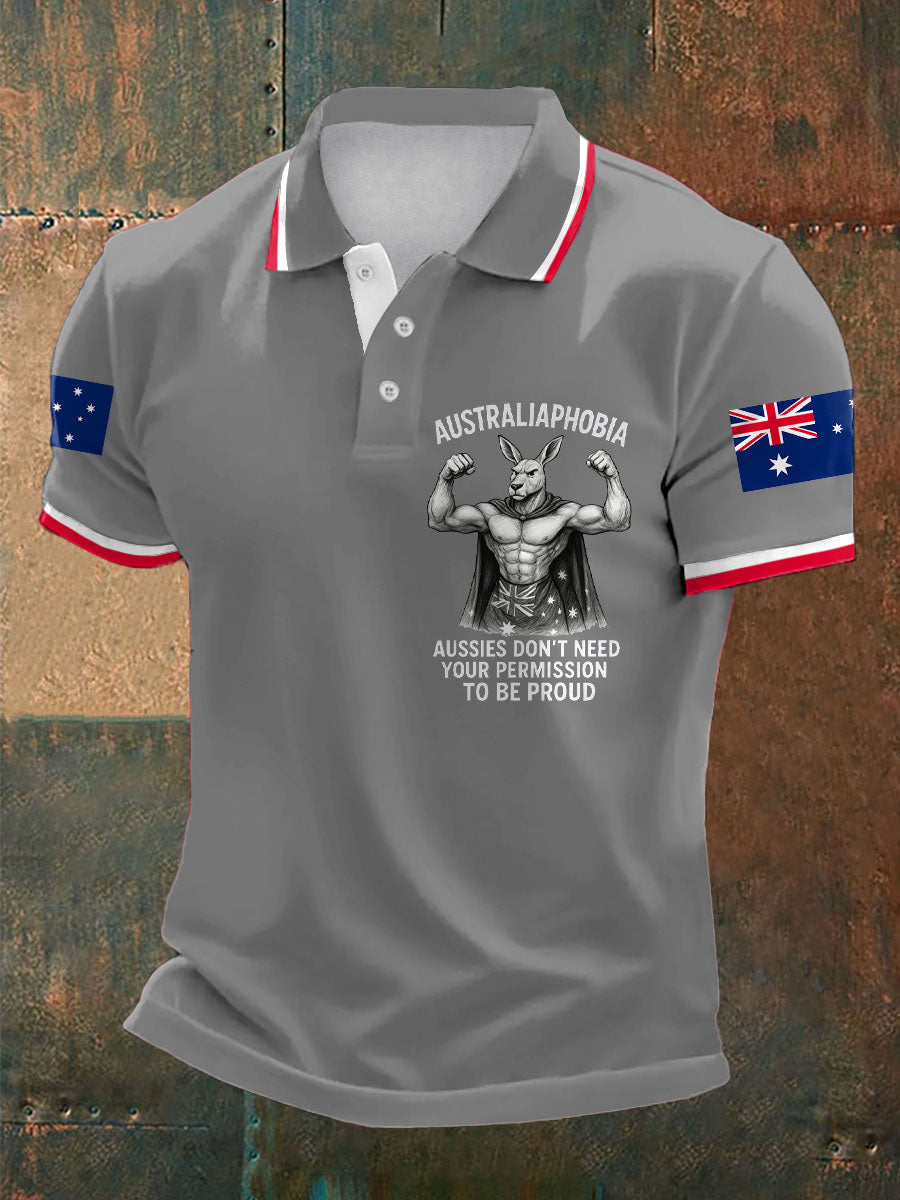 Men's Aussie Flag Proud Printed Casual Tops
