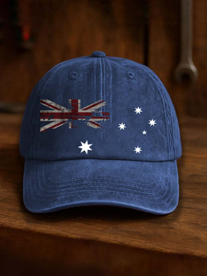 Vintage Australian Flag Badge Casual Print Hats