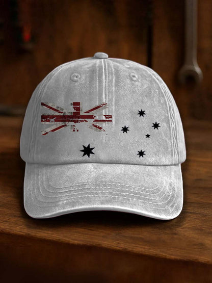 Vintage Australian Flag Badge Casual Print Hats
