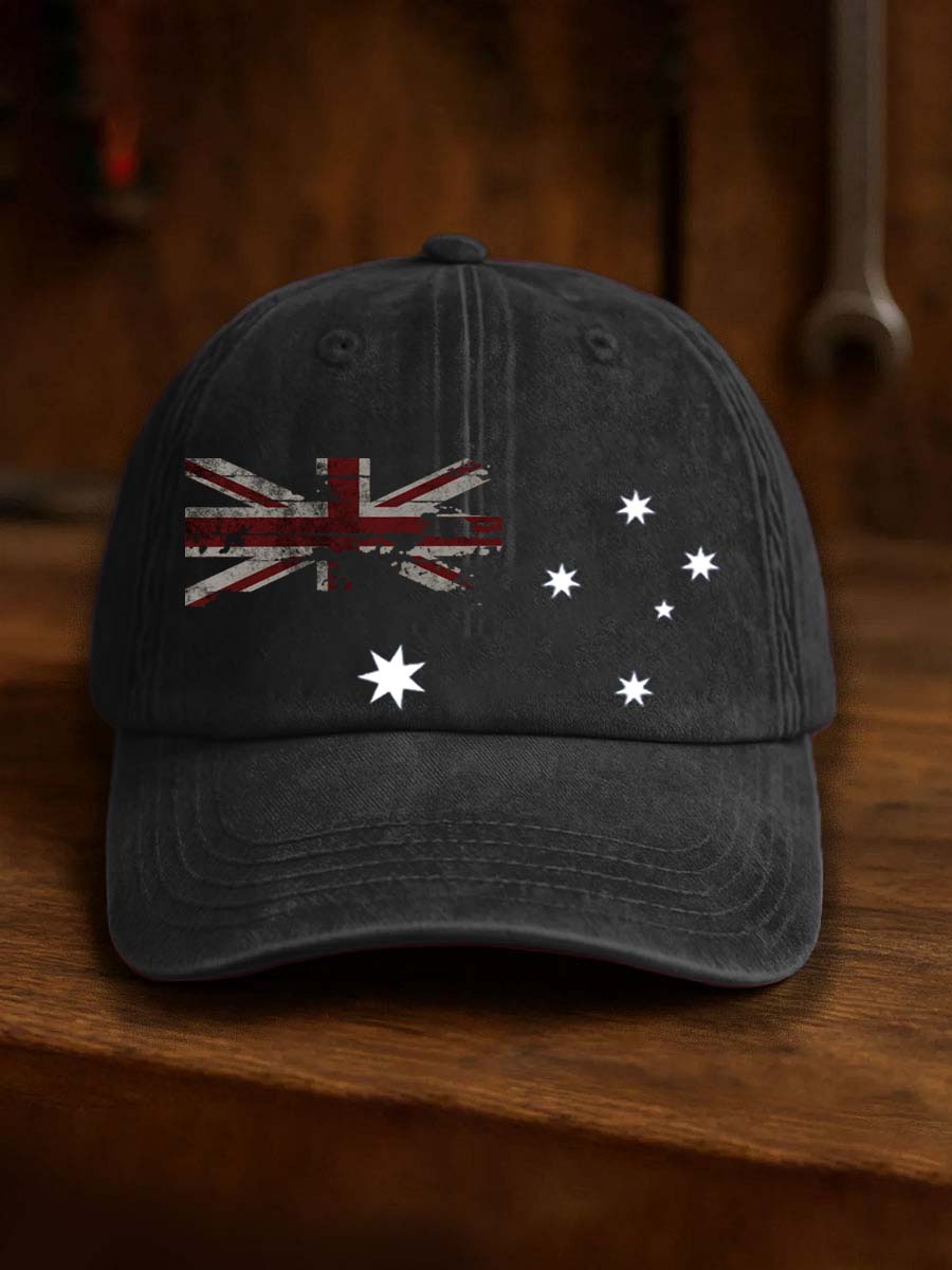 Vintage Australian Flag Badge Casual Print Hats