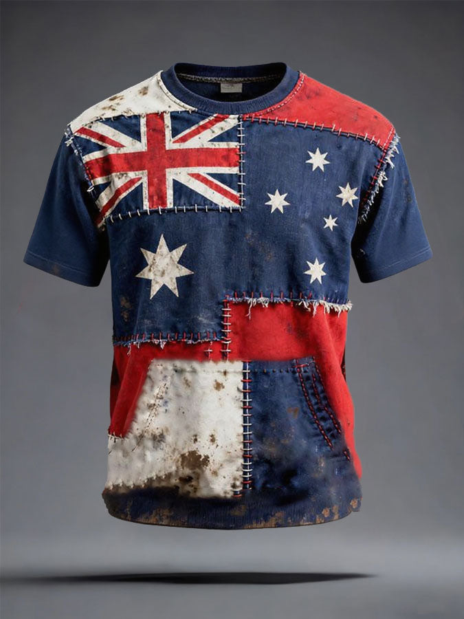 Men's AU Flag Art Printed T-shirt