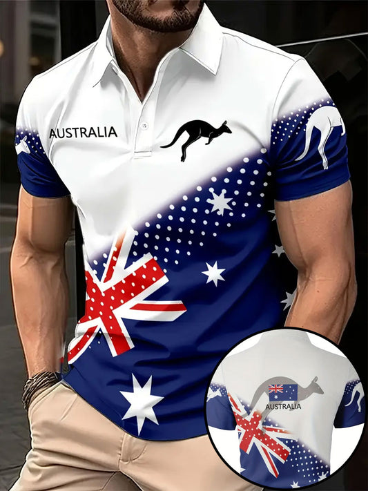 Men's Australia Patriotic Printed Casual Tops
