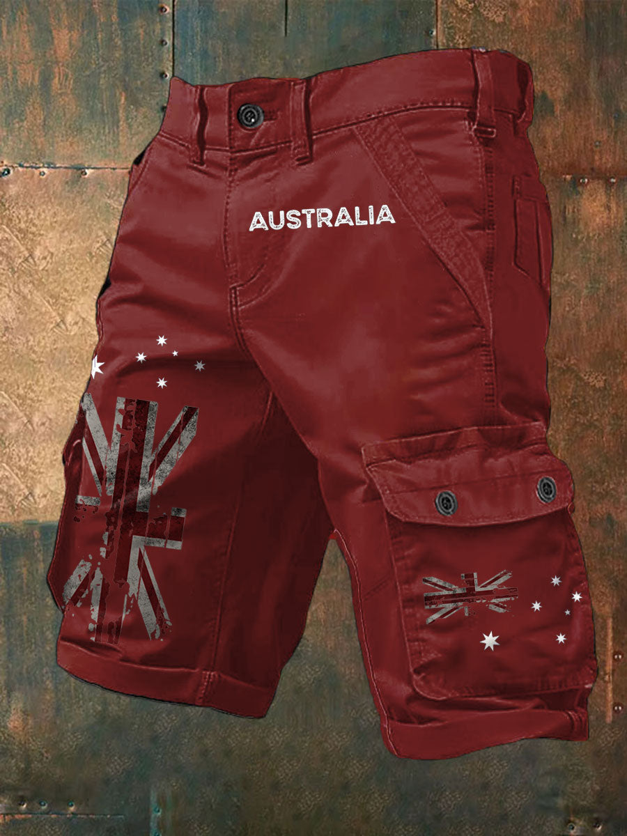 Men's AU Flag Printed Shorts