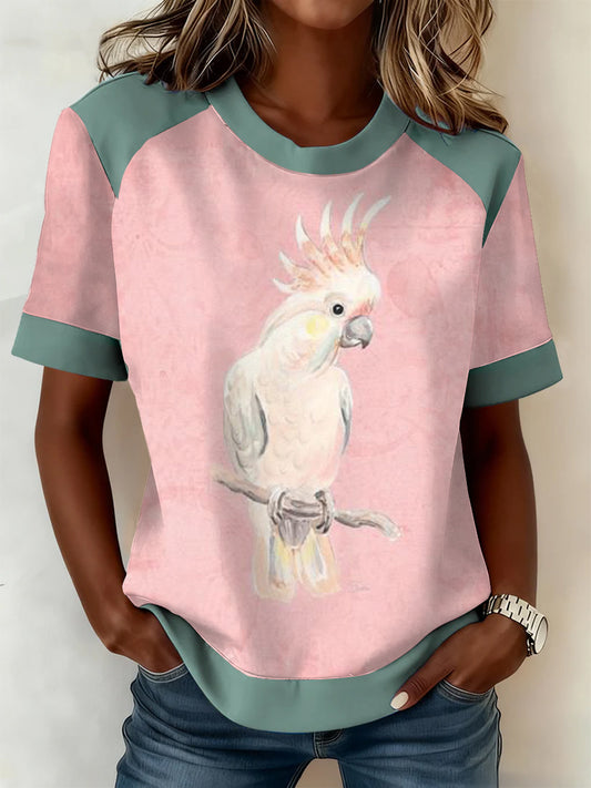 Vintage Happy Australia Day Cockatoo Art Print Print Casual Cotton Short Sleeve T-Shirt