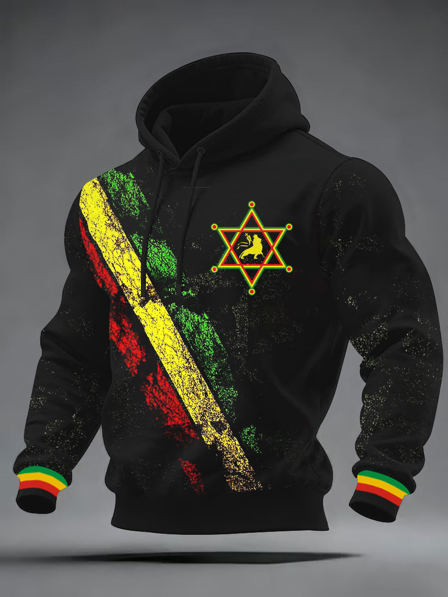 Men's Reggae Print Casual Hoodie