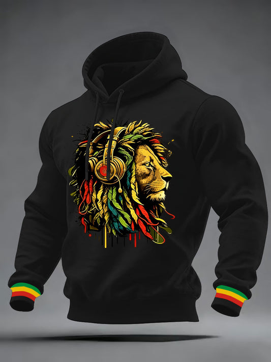 Men's Reggae Print Casual Hoodie