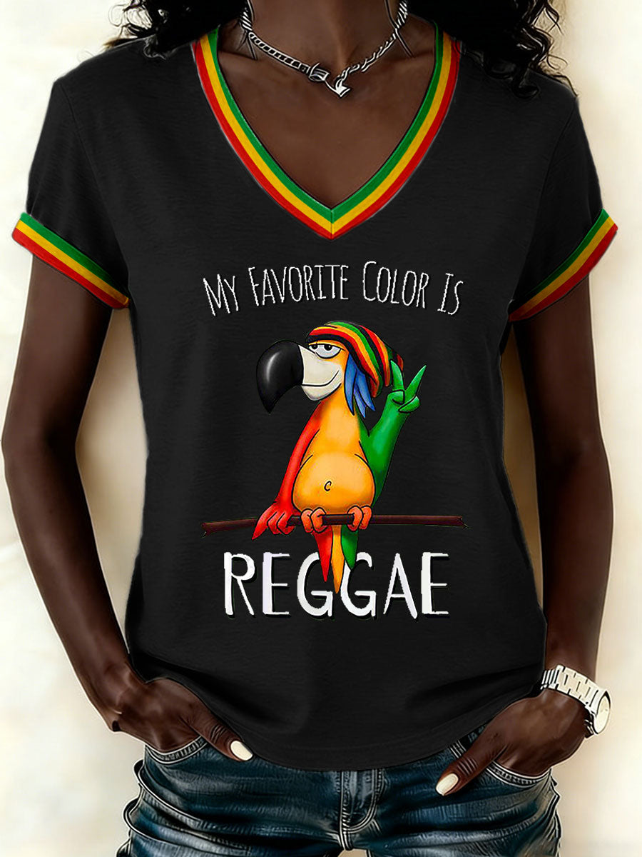 Women's Reggae Print Casual T-shirt