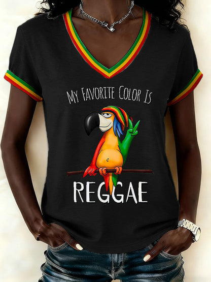Women's Reggae Print Casual T-shirt