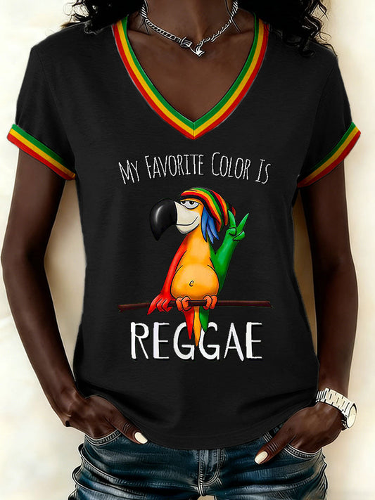 Women's Reggae Print Casual T-shirt