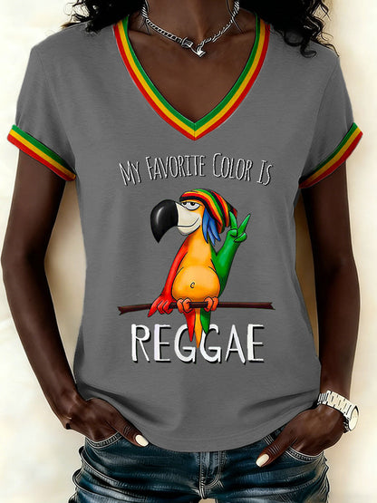 Women's Reggae Print Casual T-shirt