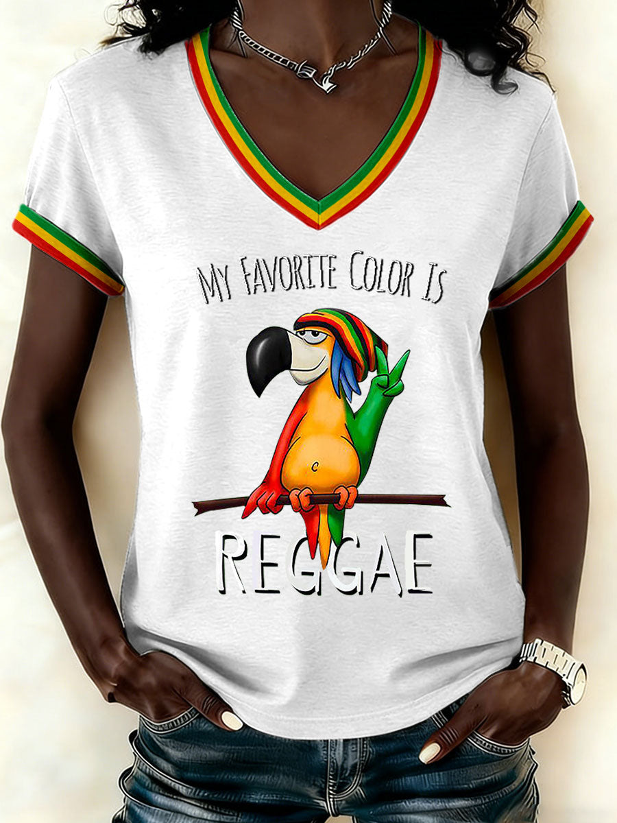 Women's Reggae Print Casual T-shirt