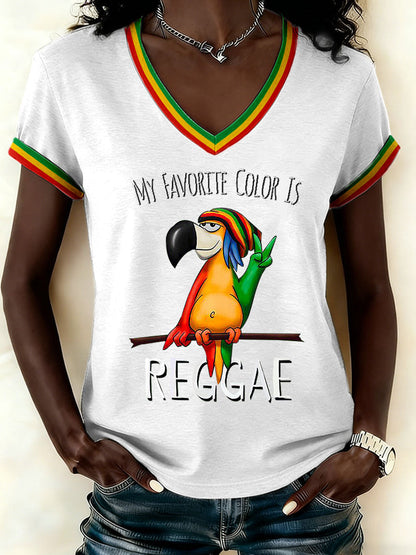 Women's Reggae Print Casual T-shirt