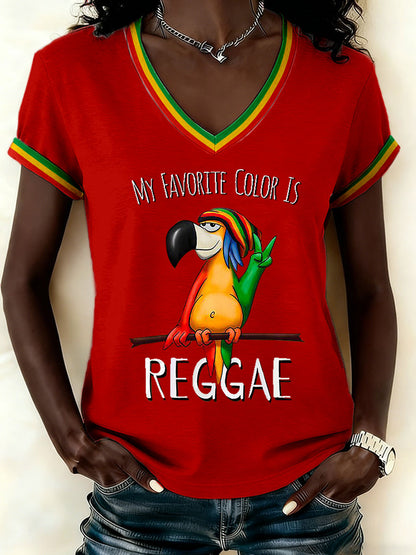 Women's Reggae Print Casual T-shirt