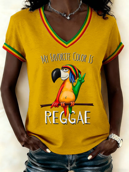 Women's Reggae Print Casual T-shirt