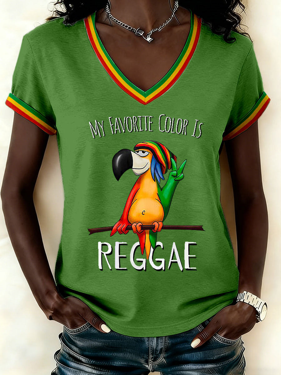 Women's Reggae Print Casual T-shirt