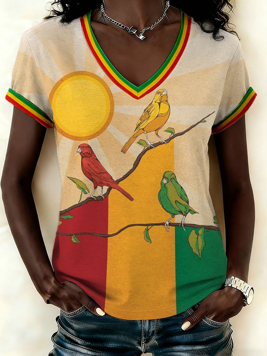 Women's Reggae Print Casual T-shirt