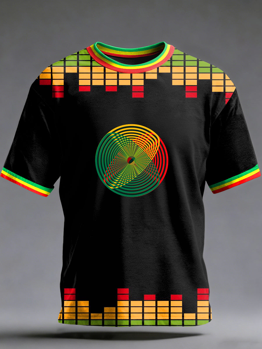 Men's Reggae Printed Vintage Fashion Loose Short Sleeve T-Shirt