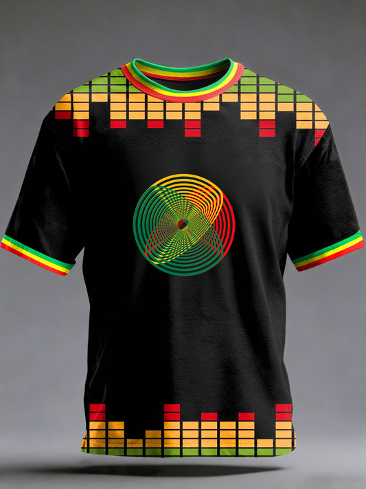 Men's Reggae Printed Vintage Fashion Loose Short Sleeve T-Shirt