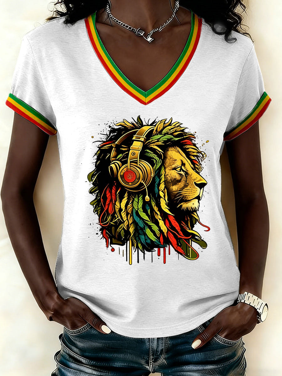 Women's Reggae Print Casual T-shirt