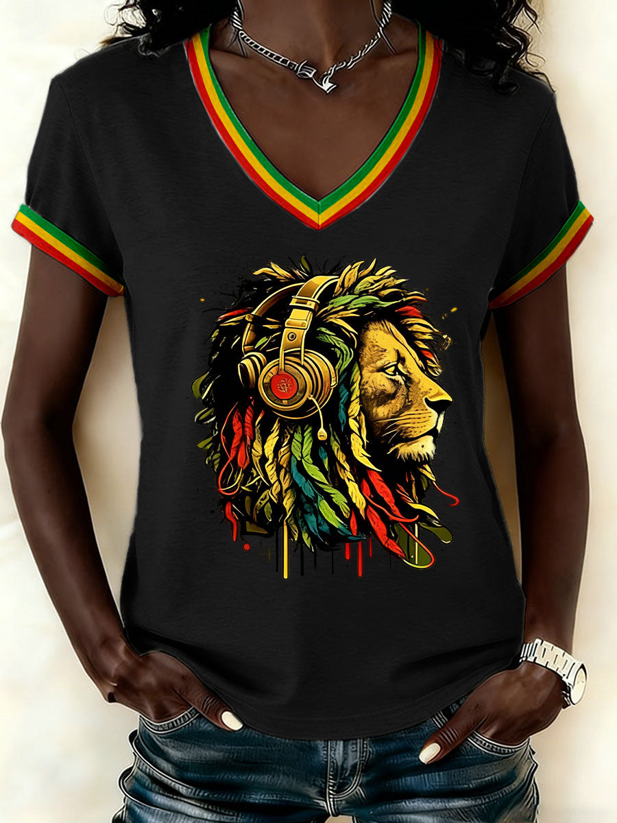 Women's Reggae Print Casual T-shirt