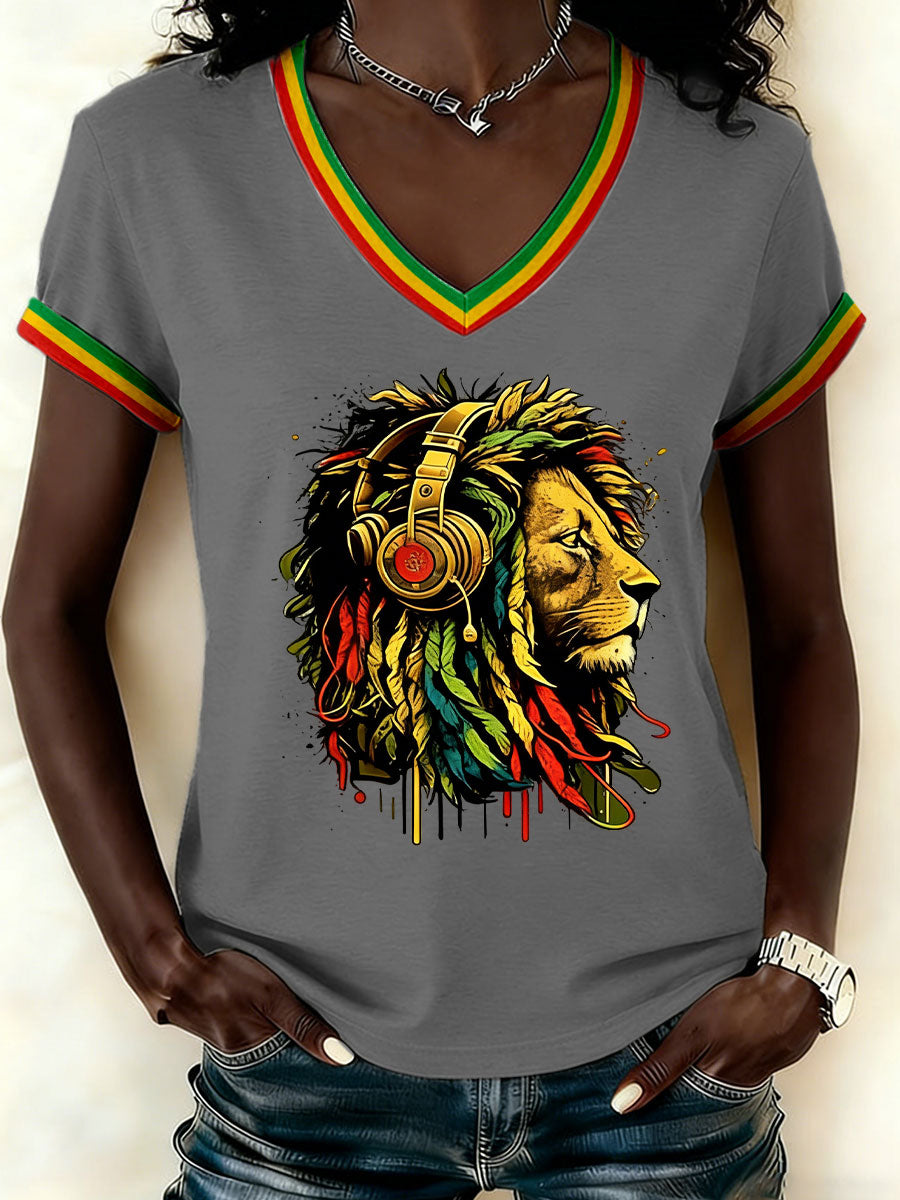 Women's Reggae Print Casual T-shirt