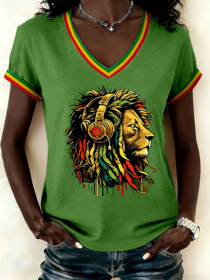 Women's Reggae Print Casual T-shirt