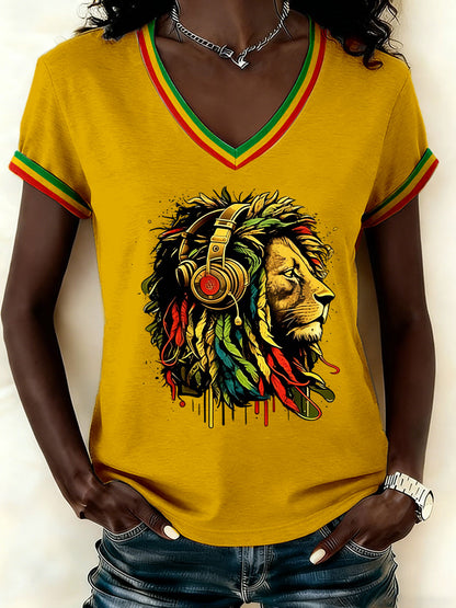 Women's Reggae Print Casual T-shirt