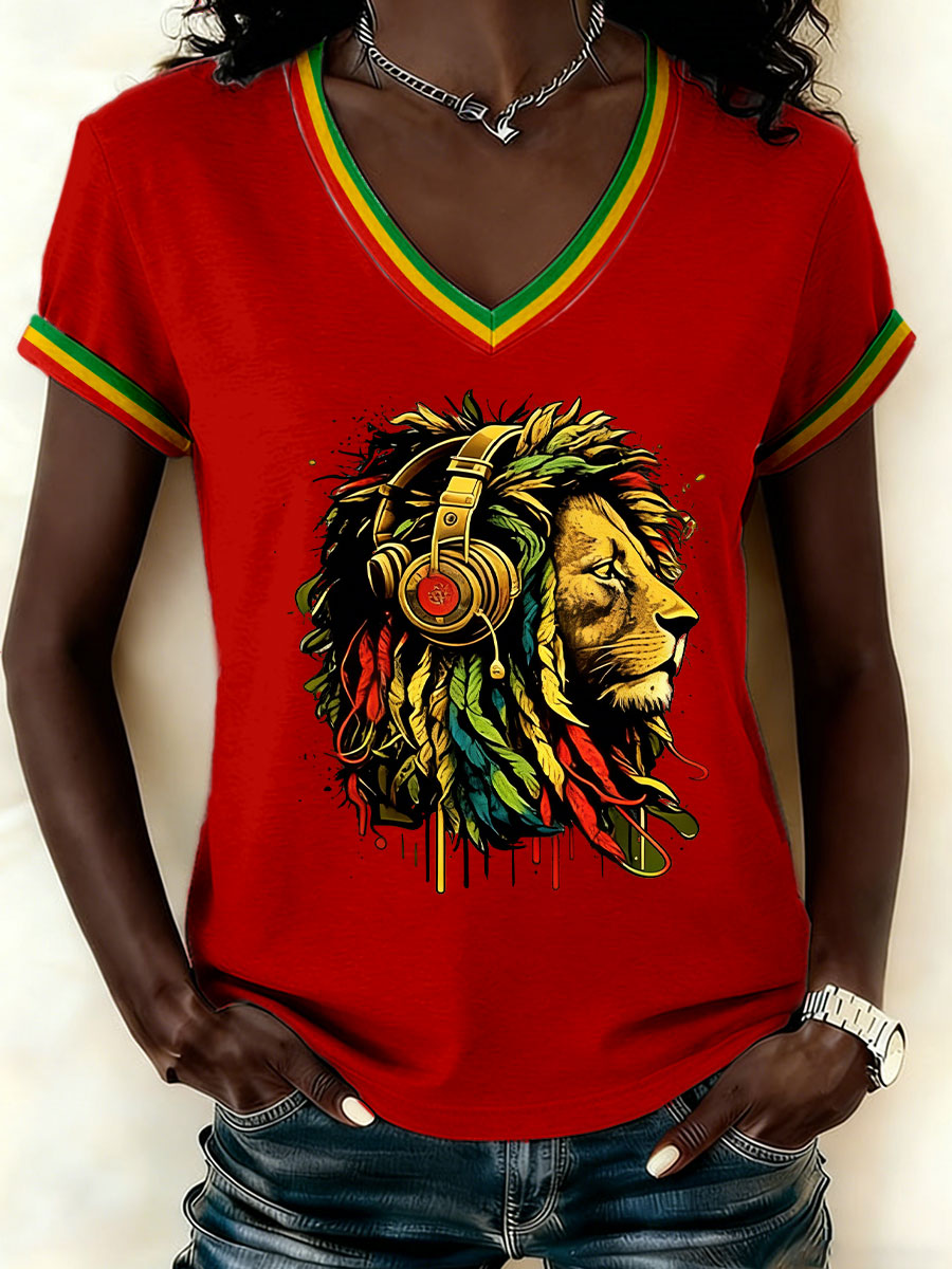 Women's Reggae Print Casual T-shirt