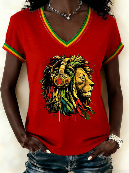 Women's Reggae Print Casual T-shirt