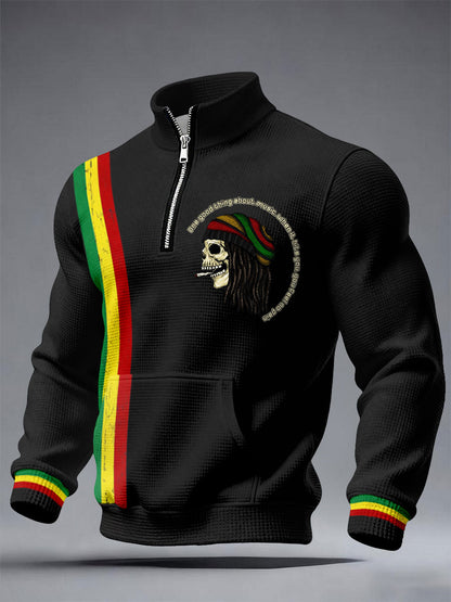 Men's 'One good thing about music, when it hits you, you feel no pain' waffle sweatshirts