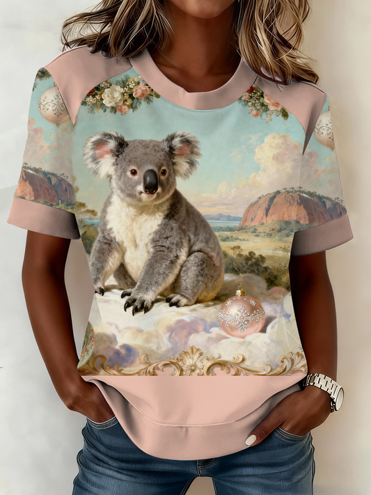 Women's AU  Koala Art Printed T-shirt