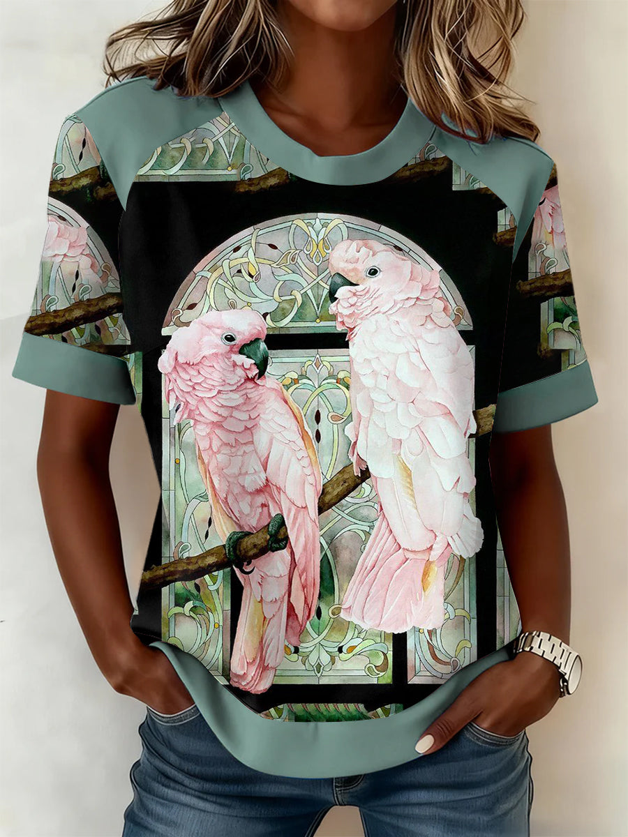 Vintage Happy Australia Day Cockatoo Art Print Print Casual Cotton Short Sleeve T-Shirt