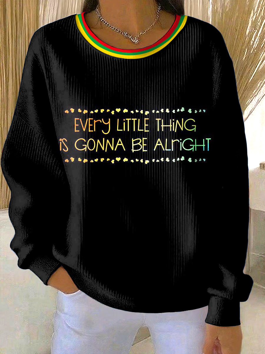 Women's Reggae Printed Round Neck Long Sleeved Sweatshirt
