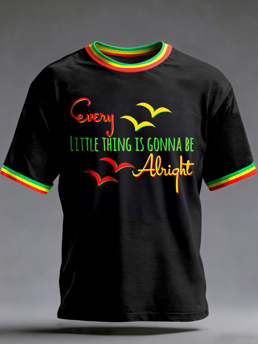 Men's Reggae Printed Vintage Fashion Loose Short Sleeve T-Shirt