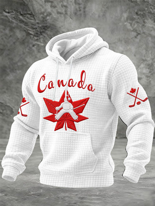 Men's Retro Ice Hockey Printed Casual Hoodie
