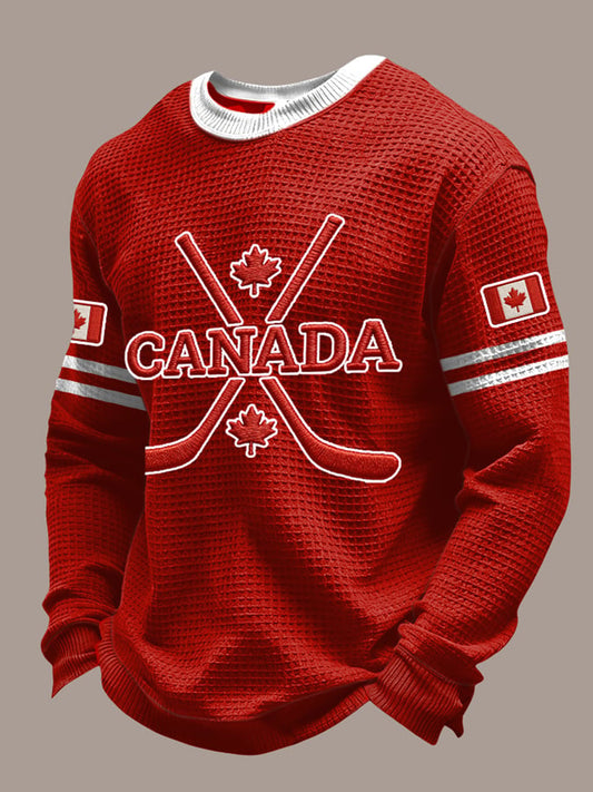 Men's Canadian Hockey Print Casual Long-Sleeved Top