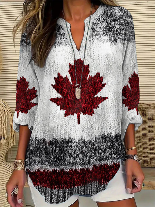 Women's V-neck pullover shirt