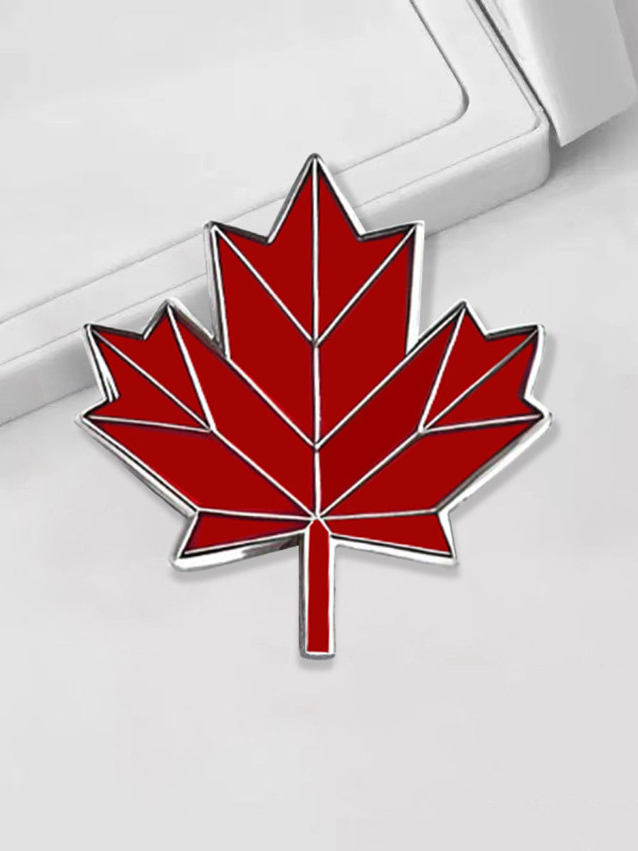 Unisex  Canadian Red Maple Leaf Flag Brooch