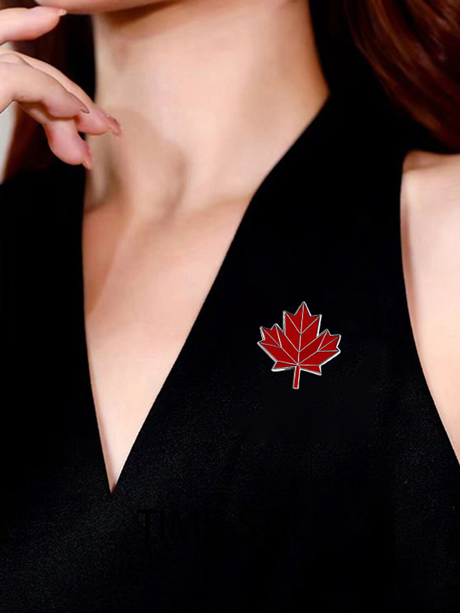 Unisex  Canadian Red Maple Leaf Flag Brooch