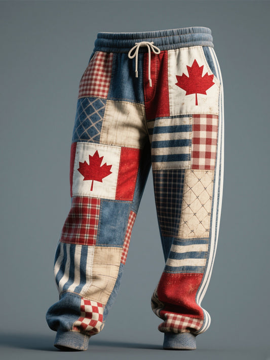 Men's Canadian Inspired Patchwork Art Casual Pants
