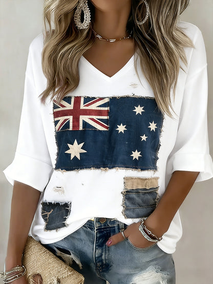 Women's Vintage Australian Holiday Casual Comfortable V-Neck Top