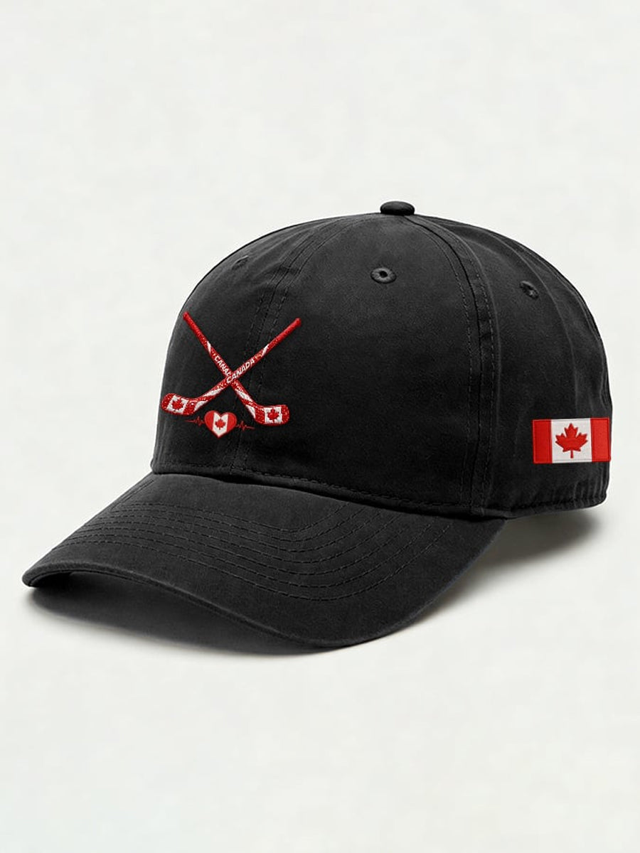 Unisex casual Canadian ice hockey washed cotton hat