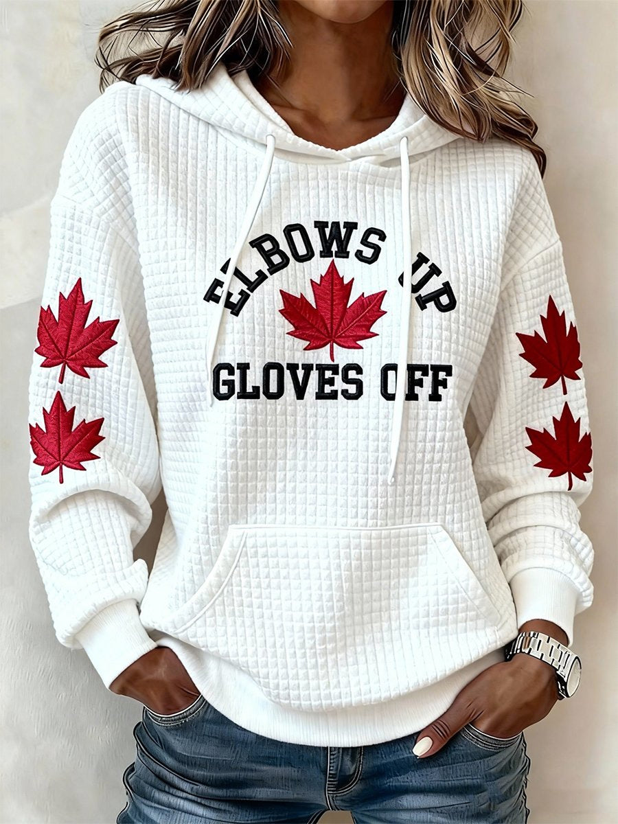 Women's Vintage Canadian Ice Hockey Print Hooded