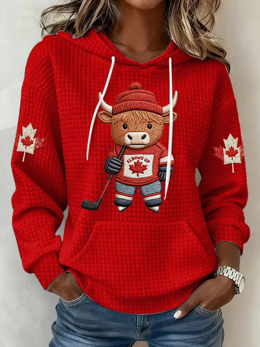 Women's Vintage Canada Hockey Print Casual Sweatshirt