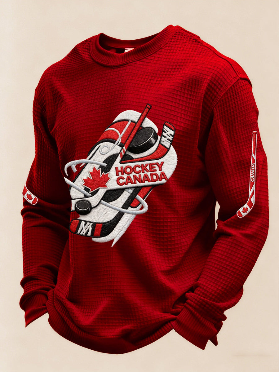 Men's Autumn Winter Canadian Ice Hockey Print Sporty Casual Top