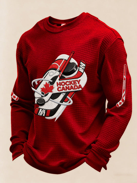 Men's Autumn Winter Canadian Ice Hockey Print Sporty Casual Top