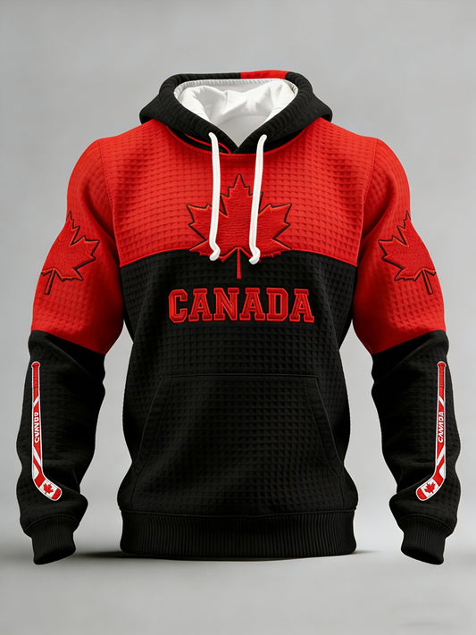 Men's Vintage Canadian Ice Hockey Print Hoodie